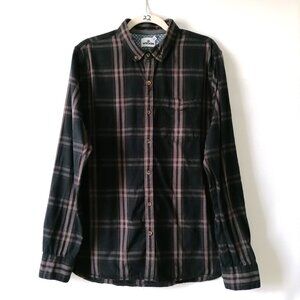 Wrong Mens Blue Long Sleeve Checked Collared Slim Fit Button Down Shirt Size XL